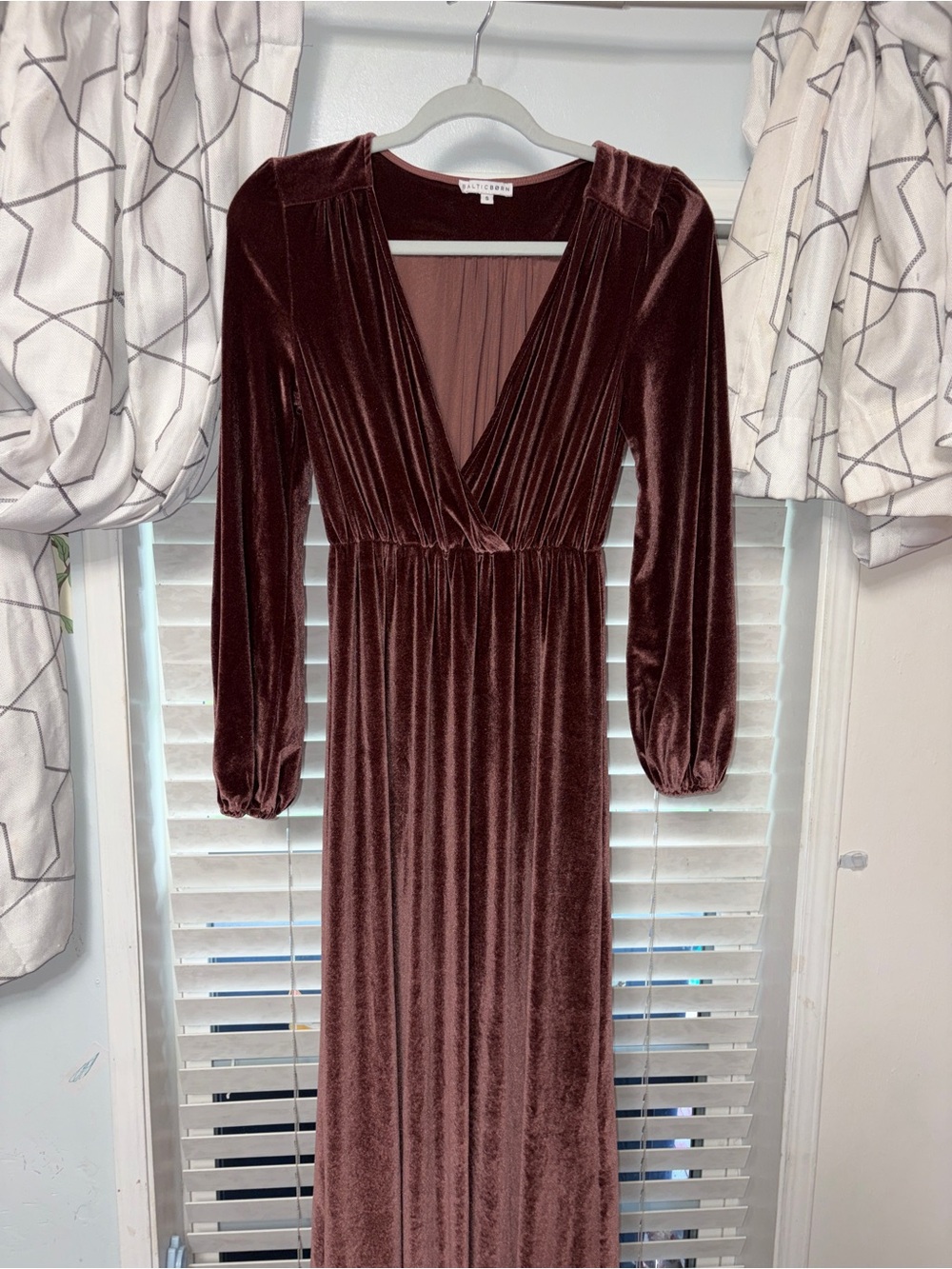 Baltic Born Chocolate Brown Velvet Long Sleeve Maxi Dress